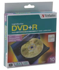 CD DVD+R VIRGEN LIGHT SCRIBE VERBATIM CAJA 10 PZAS