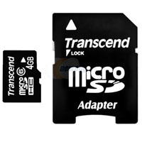 MEMORIA CARD MICRO SD-HC 4 GB CLASE 6 TRANSCEND