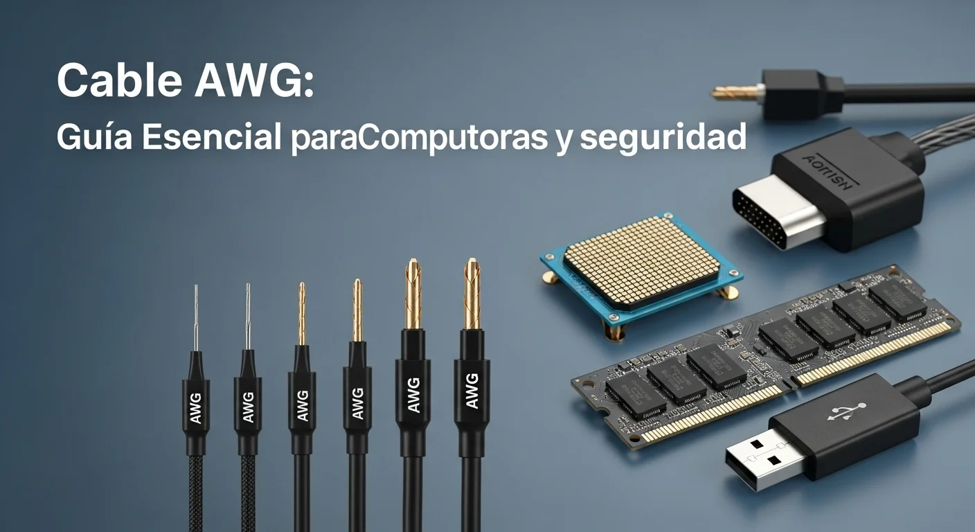 Una selección de cables de diferentes calibres AWG junto a componentes de computadoras, mostrando su importancia tecnológica.