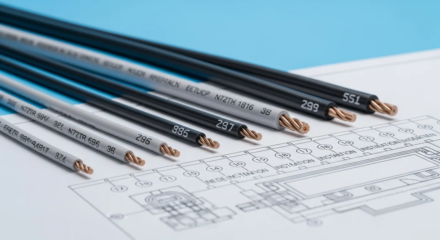 Selección de cable numero de distintos calibres sobre un plano de instalación eléctrica para computadoras y centros de datos.