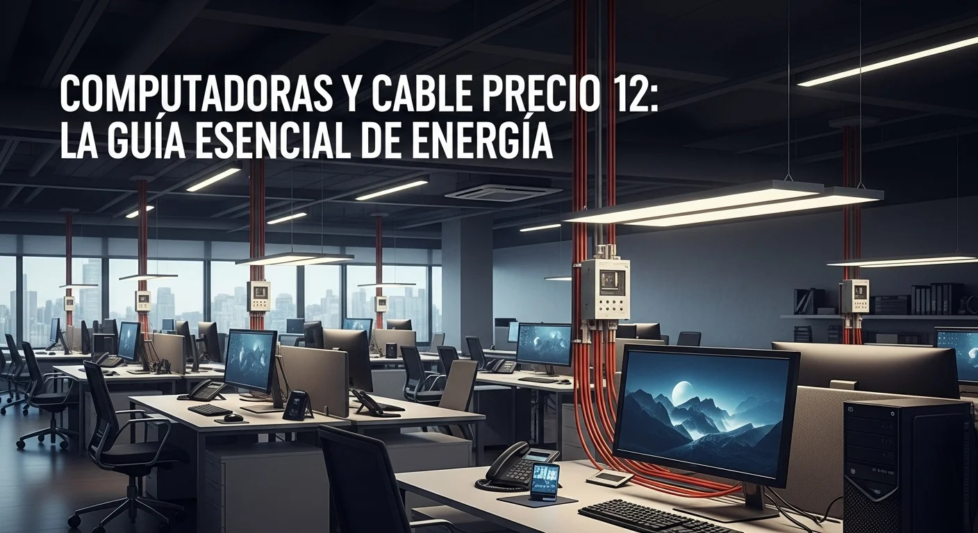 Instalación eléctrica con cable de calibre 12 en una oficina con múltiples computadoras y equipos tecnológicos.