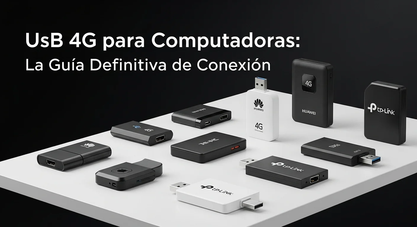 Varios módems Usb 4g de diferentes marcas como Huawei y TP-Link sobre una superficie limpia, representando la variedad de opciones para conectar computadoras a internet.