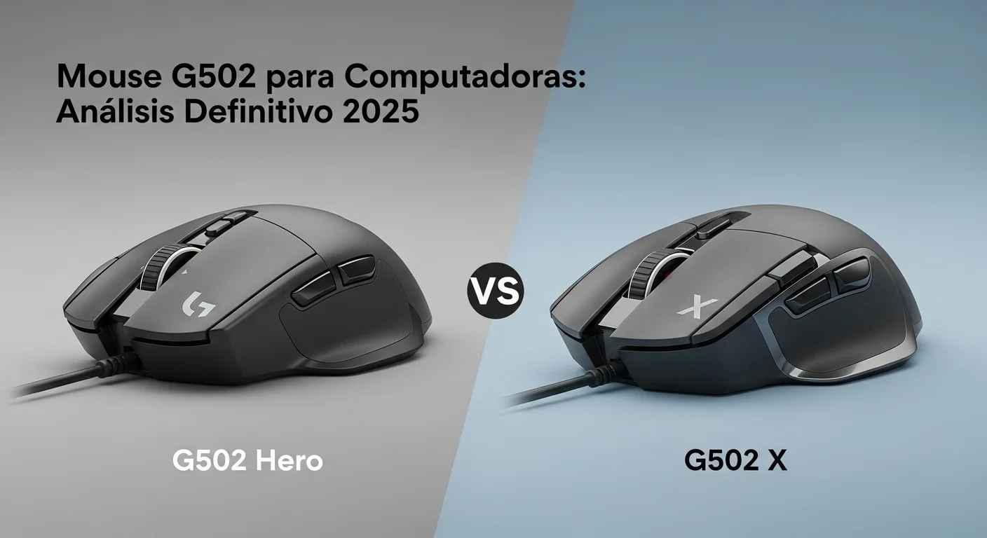 Comparativa visual entre el diseño del mouse G502 Hero y el más reciente mouse Logitech G502 X, mostrando la evolución del accesorio para computadoras.