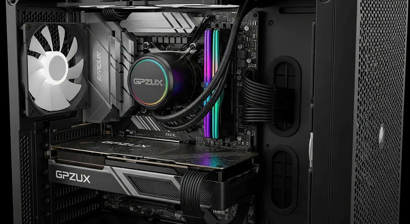 Componentes internos de computadoras de alto rendimiento, mostrando CPU, GPU y RAM, un ejemplo de hard computacion.