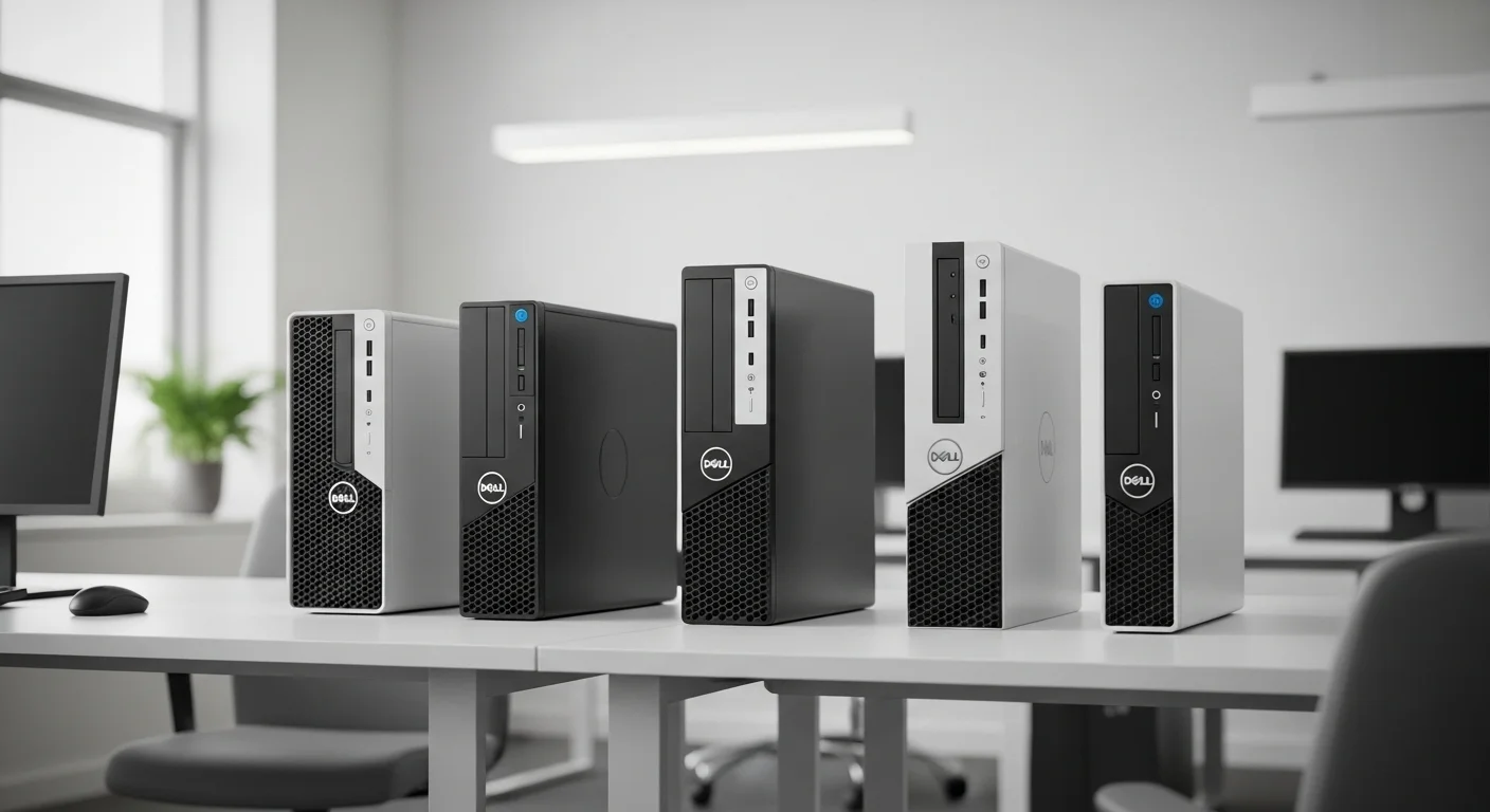 Varias computadoras Dell Optiplex 790 en diferentes factores de forma, mostrando su versatilidad para entornos de oficina y hogar.