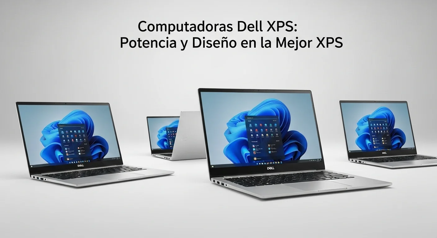 Varias computadoras portátiles Dell XPS que muestran su diseño premium de aluminio, pantallas InfinityEdge y teclados retroiluminados.