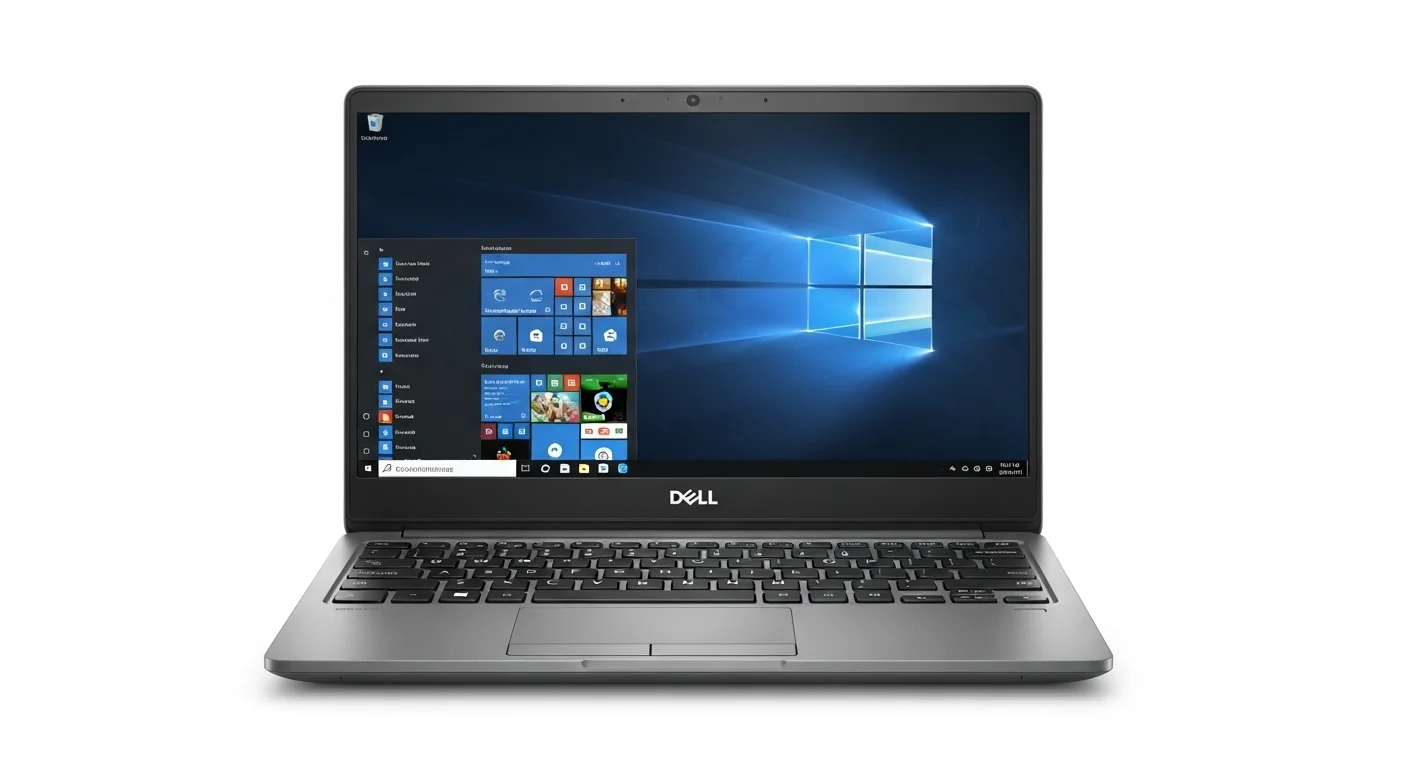 Vista frontal de una computadora portátil Dell Latitude E7470 mostrando su diseño elegante, teclado y pantalla de alta resolución.