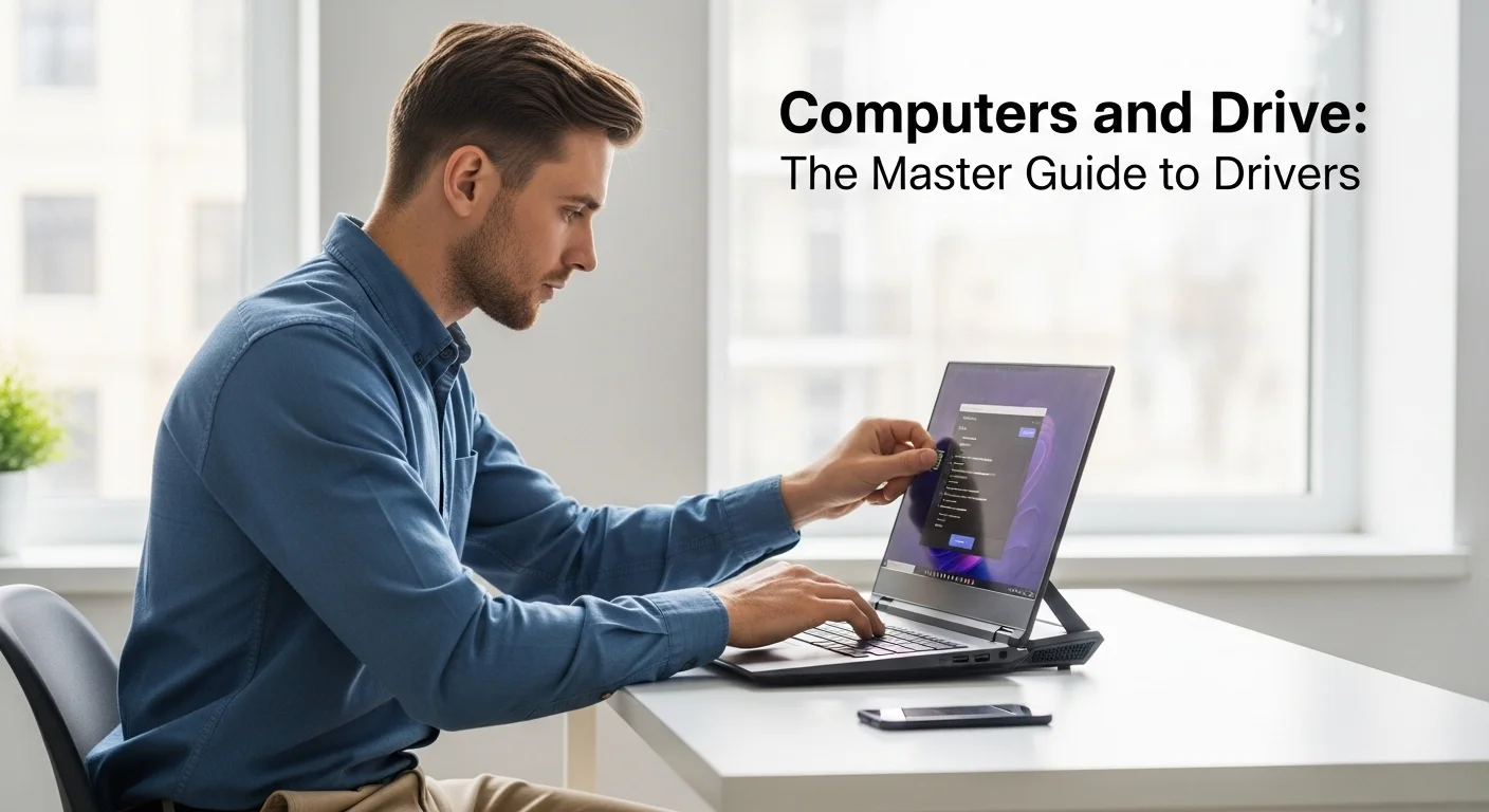 Una persona instalando drivers en una laptop, representando la optimización de computadoras con el Drive correcto.
