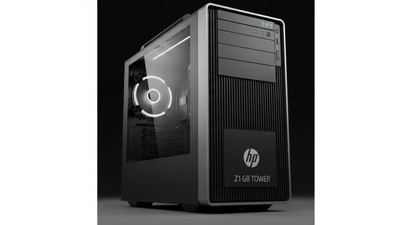 Vista detallada de la workstation HP Z1 G8 Tower, un ejemplo de computadoras Z1 modernas de alto rendimiento.