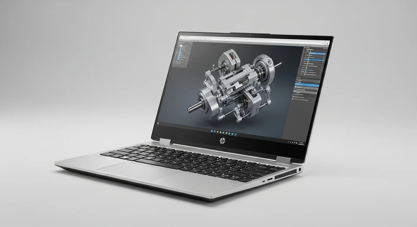 Una computadora portátil Hp Zbook Fury G9 abierta, mostrando su teclado y pantalla con un diseño de ingeniería, simbolizando la potencia de las computadoras Zbook.