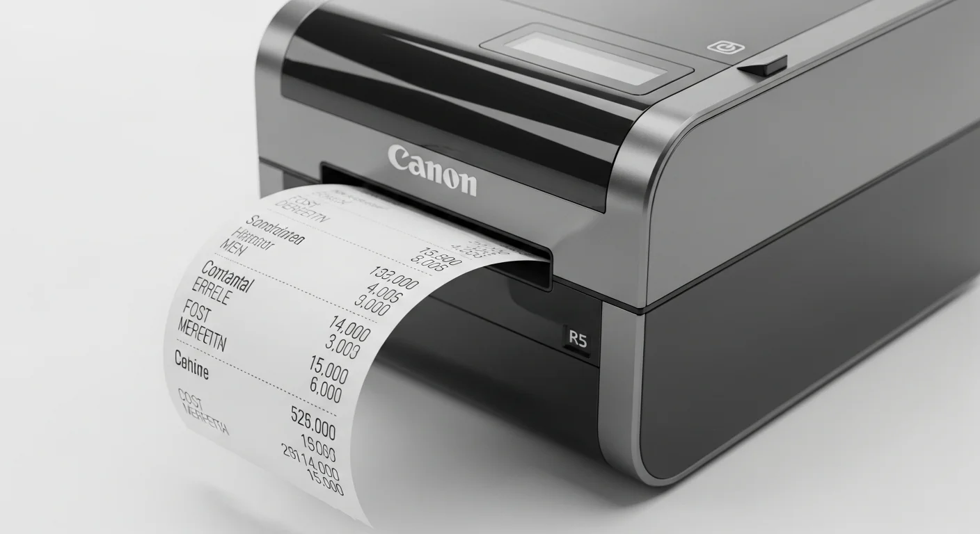 Primer plano de una impresora pos termica de alta velocidad imprimiendo un recibo de compra, simbolizando la eficiencia en el punto de venta.