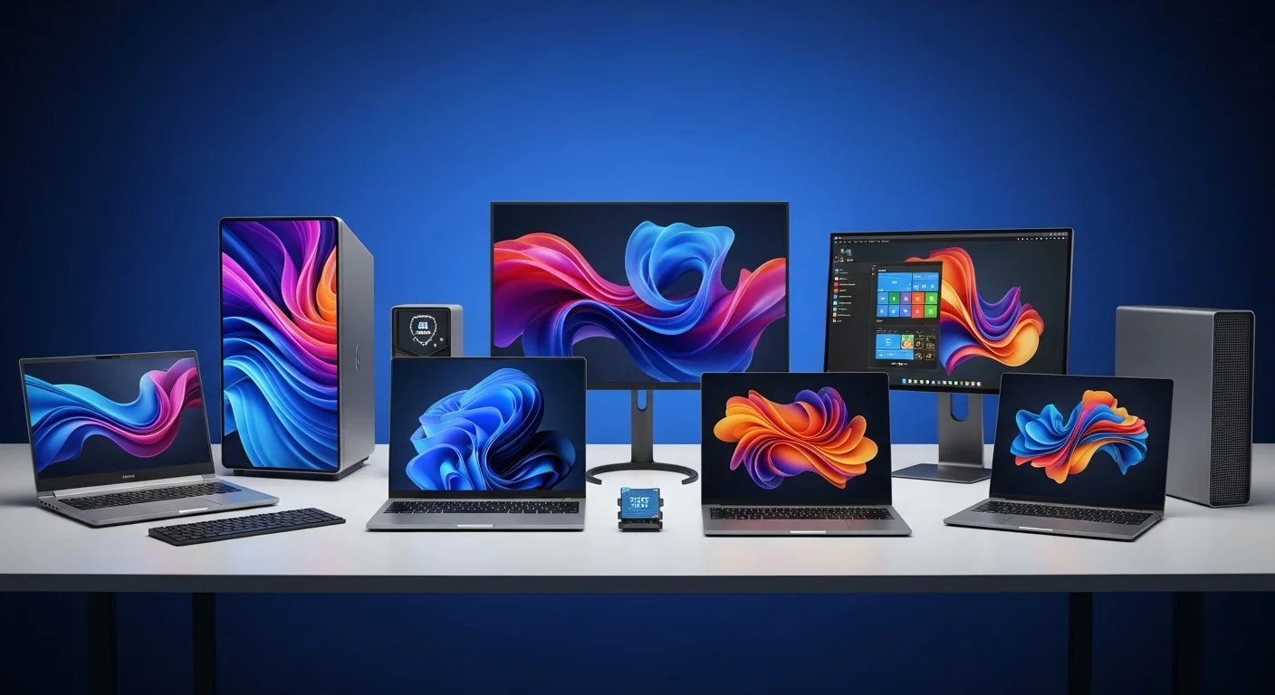Una selección de las mejores laptops y computadoras de 2025 sobre un escritorio moderno