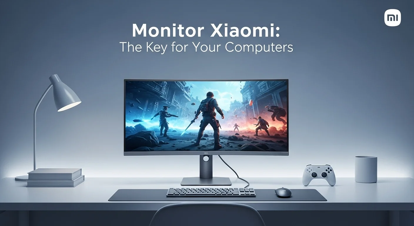 Escritorio de computadoras con un Monitor Xiaomi curvo mostrando un videojuego.