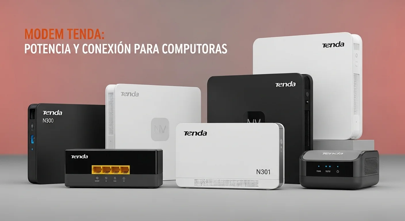 Una composición de varios modelos de modem router Tenda, incluyendo el N300 y N301, mostrando la diversidad de la gama de productos para computadoras.